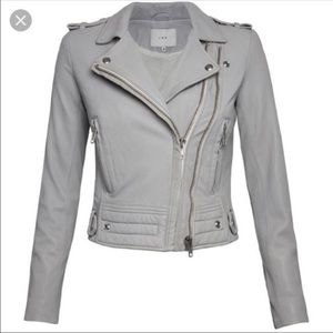 IRO Luiga Light Gray Leather Jacket Size 38